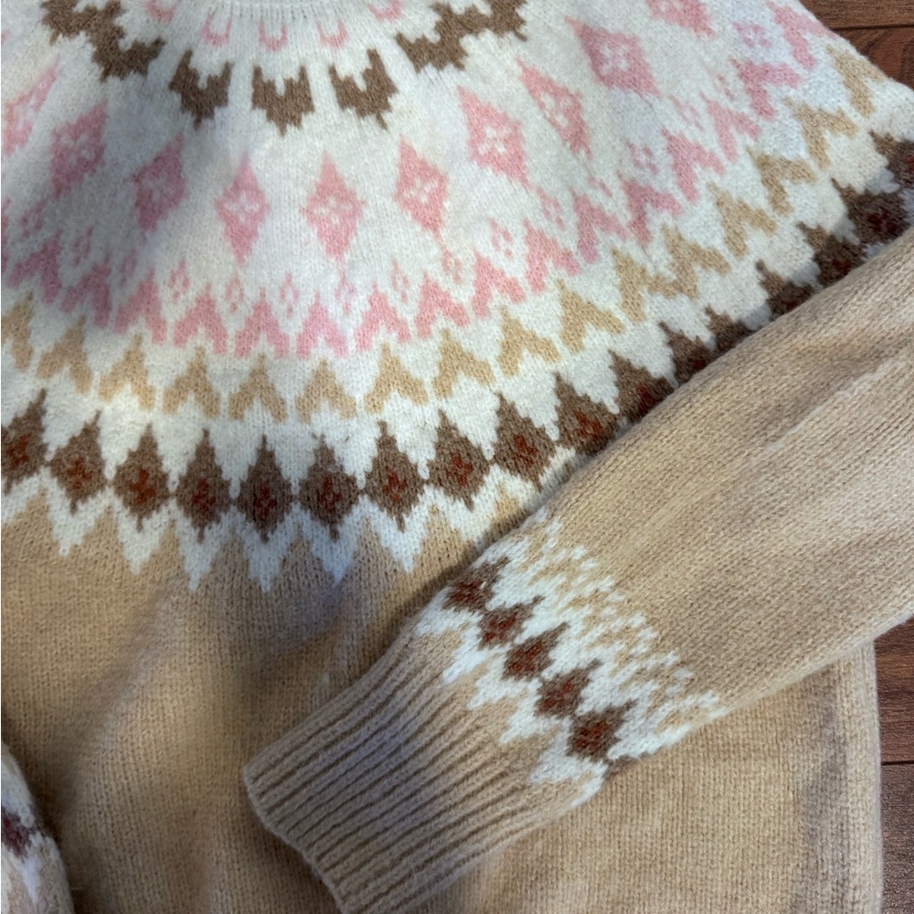 Pink and Brown Geometric Sweater